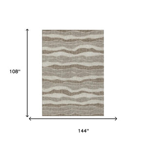 9x12 Washable Polyester Striped Area Rug for Indoor Outdoor Patios and Living Rooms