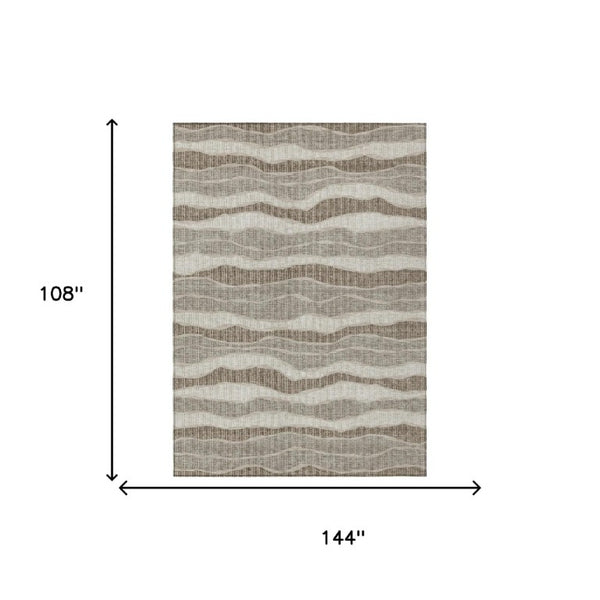 9x12 Washable Polyester Striped Area Rug for Indoor Outdoor Patios and Living Rooms