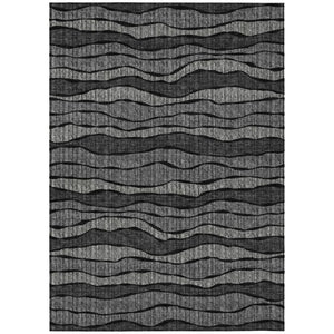 HomeRoots 5x8 Striped Washable Polyester Area Rug for Indoor Outdoor Patio and High Traffic Zones 743860