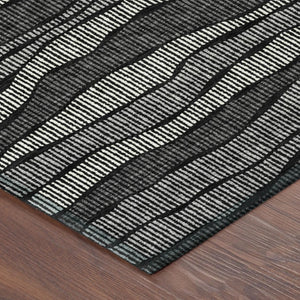 8 Ft Round Striped Polyester Area Rug Washable Indoor Outdoor Patio Porch Use