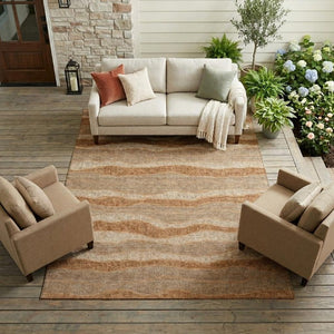 8 X 10 Striped Washable Polyester Area Rug for Indoor Outdoor Patio Living Spaces