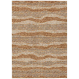 HomeRoots 9 X 12 Copper Stripe Washable Polyester Area Rug for Patio Porch or Living Room 743875