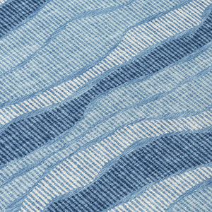 8x10 Striped Polyester Area Rug Washable Stain Resistant Indoor Outdoor Denim Blue