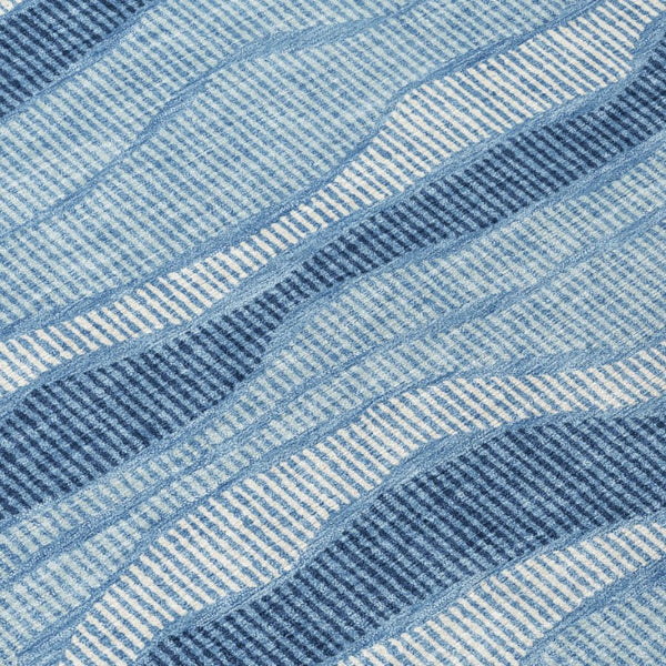 8x10 Striped Polyester Area Rug Washable Stain Resistant Indoor Outdoor Denim Blue