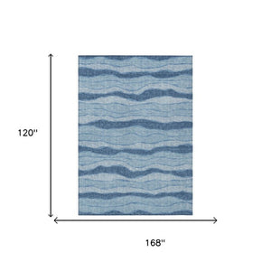 10 X 14 Striped Polyester Indoor Outdoor Rug Washable Stain Resistant Patio Porch