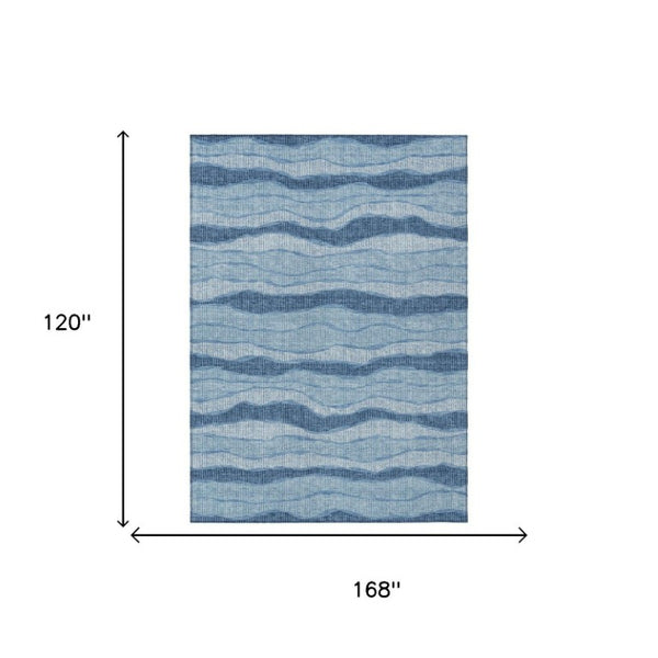 10 X 14 Striped Polyester Indoor Outdoor Rug Washable Stain Resistant Patio Porch