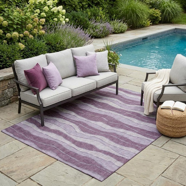5x8 Washable Polyester Striped Area Rug for Indoor Outdoor Patios and Living Rooms