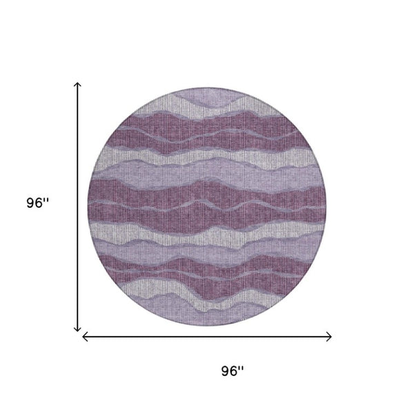 8 Foot Round Striped Polyester Rug Washable Indoor Outdoor Patio Kitchen Decor