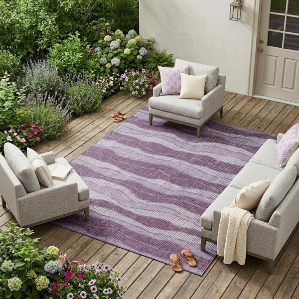 8x10 Striped Washable Polyester Area Rug for Patio Porch or Living Room Use