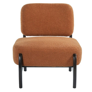English Elm 26" Boucle Lounge Chair Solid Wood Frame Woven Texture Minimalist Seat for Any Room Orange N767P408732G