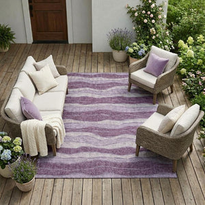 10 X 14 Striped Washable Polyester Area Rug for Patio Porch Poolside and Living Spaces