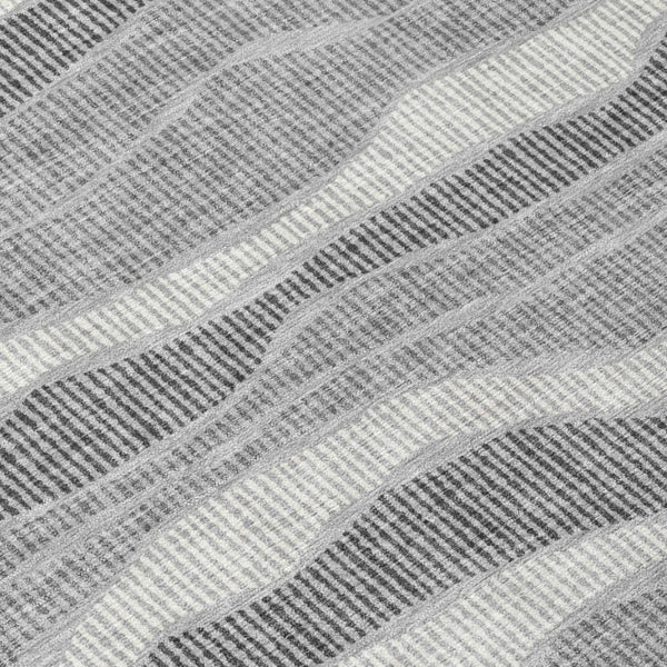 5 X 8 Pewter Gray Stripe Washable Polyester Area Rug for Indoor Outdoor Spaces