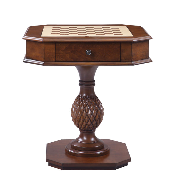 English Elm Bishop Cherry Finish Reversible 3-in-1 Game Table w/Storage Drawers, 20" Square Pedestal Table B2726P251283