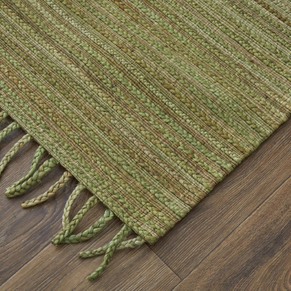 Handwoven Jute Area Rug with Fringe Artisan Natural Fiber Bohemian Living Room Floor Accent