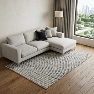 9x12 Ivory Gray Wool Hand Woven Area Rug Artisan Crafted Stain Resistant Modern