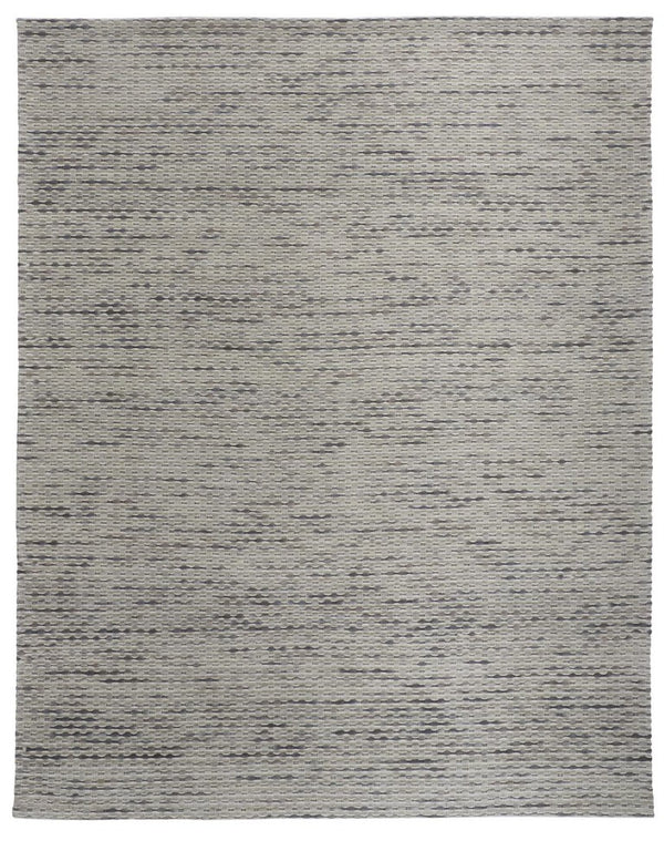 HomeRoots 9x12 Ivory Gray Wool Hand Woven Area Rug Artisan Crafted Stain Resistant Modern 743920