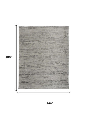 9x12 Ivory Gray Wool Hand Woven Area Rug Artisan Crafted Stain Resistant Modern