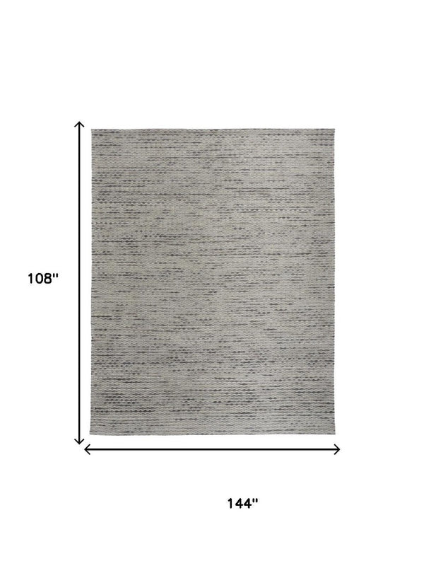 9x12 Ivory Gray Wool Hand Woven Area Rug Artisan Crafted Stain Resistant Modern