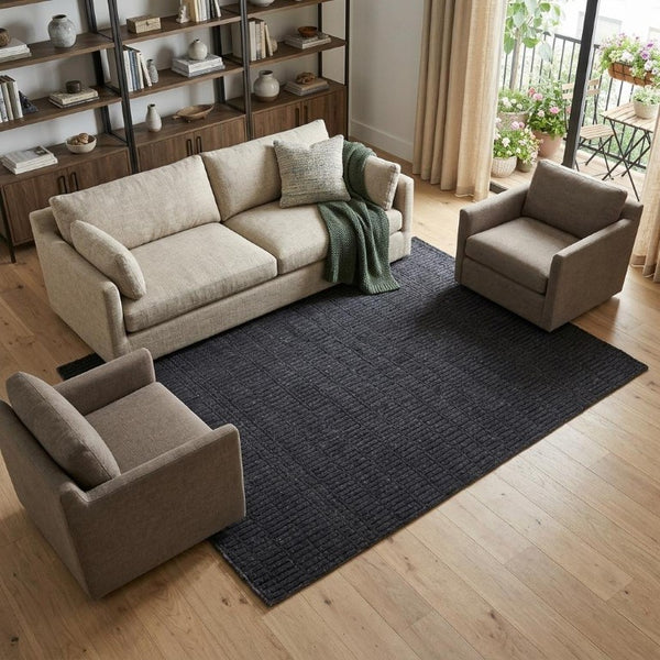 Hand Knotted Wool Area Rug Stain Resistant Artisan Woven for Living Room and Bedroom