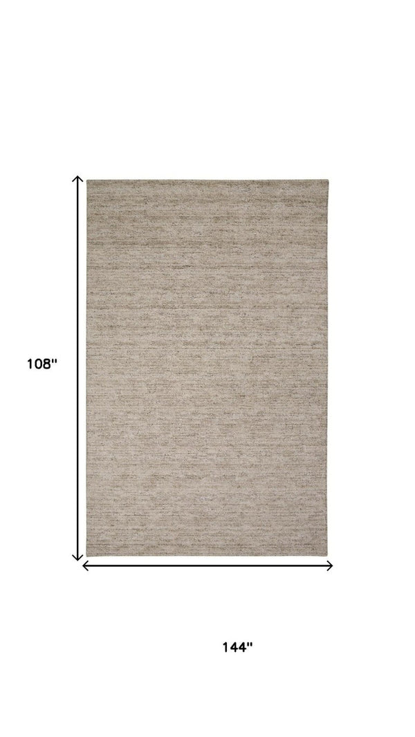 9 X 12 Wool Blend Hand Woven Area Rug Artisan Crafted Taupe Brown Living Room