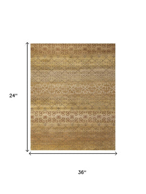2x3 Hand Knotted Wool Geometric Area Rug Stain Resistant Artisan Crafted Accent