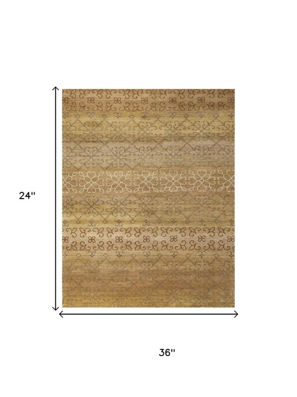 2x3 Hand Knotted Wool Geometric Area Rug Stain Resistant Artisan Crafted Accent