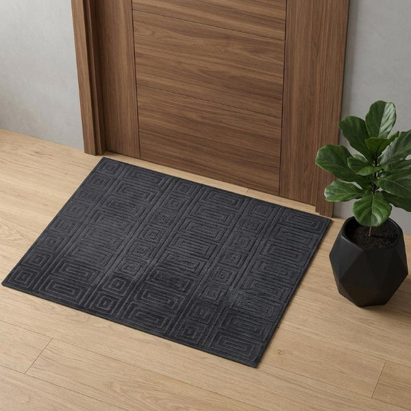 2x3 Hand Knotted Wool Geometric Area Rug in Gray Stain Resistant Artisan Accent