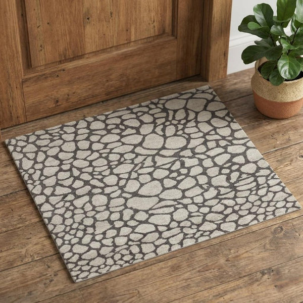 2x3 Hand Knotted Wool Abstract Area Rug in Ivory Gray Artisan Stain Resistant
