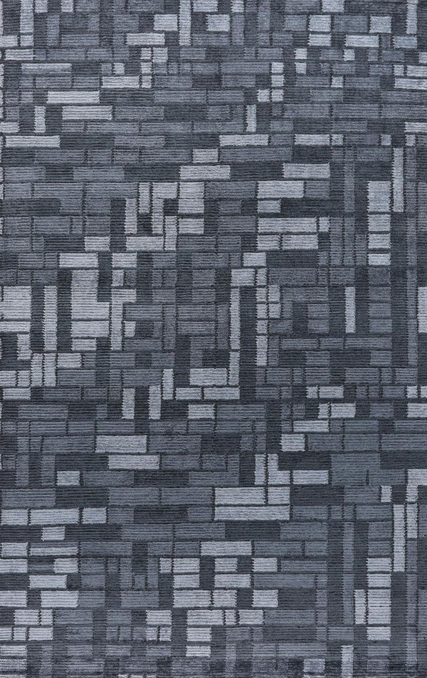 2x3 Hand Knotted Wool Blend Area Rug Blue Gray Striped Artisan Woven Accent