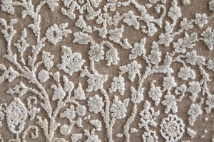 2x3 Ivory Taupe Gold Floral Accent Rug with Fringe Tassels for Entryway Decor