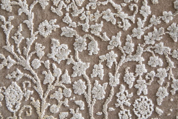 2x3 Ivory Taupe Gold Floral Accent Rug with Fringe Tassels for Entryway Decor