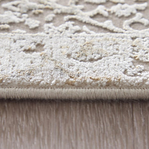 2x3 Ivory Taupe Gold Floral Accent Rug with Fringe Tassels for Entryway Decor