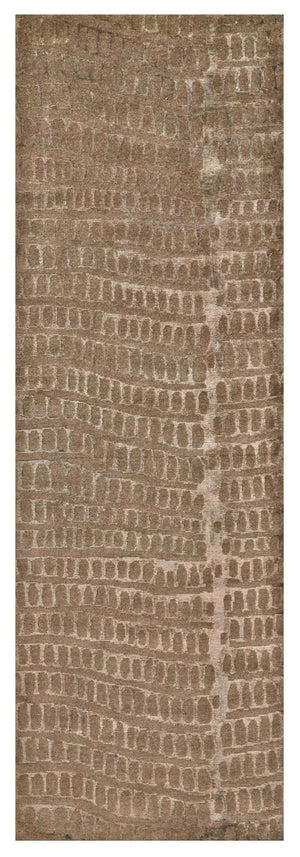 8 Foot Hand Knotted Wool Blend Area Rug Abstract Brown Artisan Crafted Accent