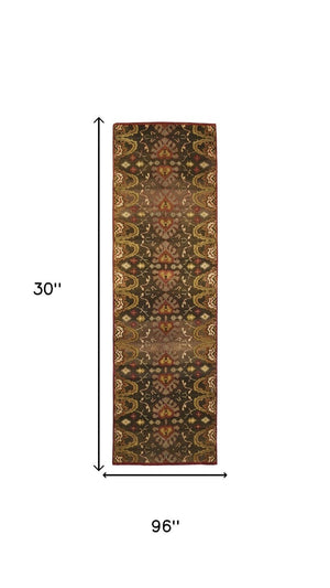 8 Ft Hand Knotted Wool Ikat Area Rug Stain Resistant Artisan Craft for Any Room