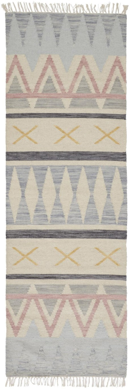 HomeRoots 8 Foot Hand Loomed Moroccan Area Rug with Fringe Artisan Bohemian Accent Piece 743999