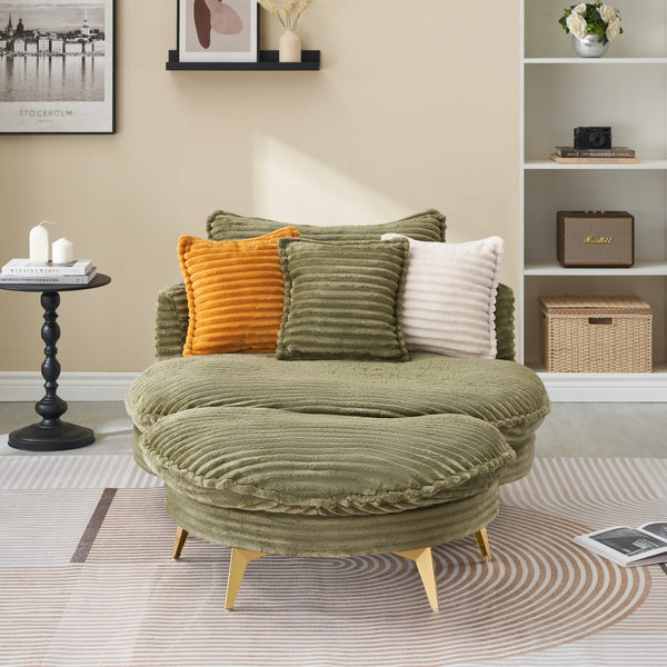 English Elm 65.00 Inch Mid-century Corduroy Loveseat with Gold Tapered Legs for Apartment Living Green W1658P212596