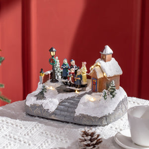 English Elm Homcom Animated Christmas Village With Led Lights - Enchanting Winter Scene For Holiday Decor W2225P249703