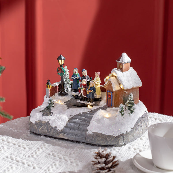 English Elm Homcom Animated Christmas Village With Led Lights - Enchanting Winter Scene For Holiday Decor W2225P249703