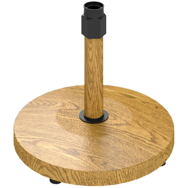 English Elm Heavy Concrete Filled Outdoor Umbrella Stand with Rustic Wood Grain Finish 54 Lbs T3971P446340