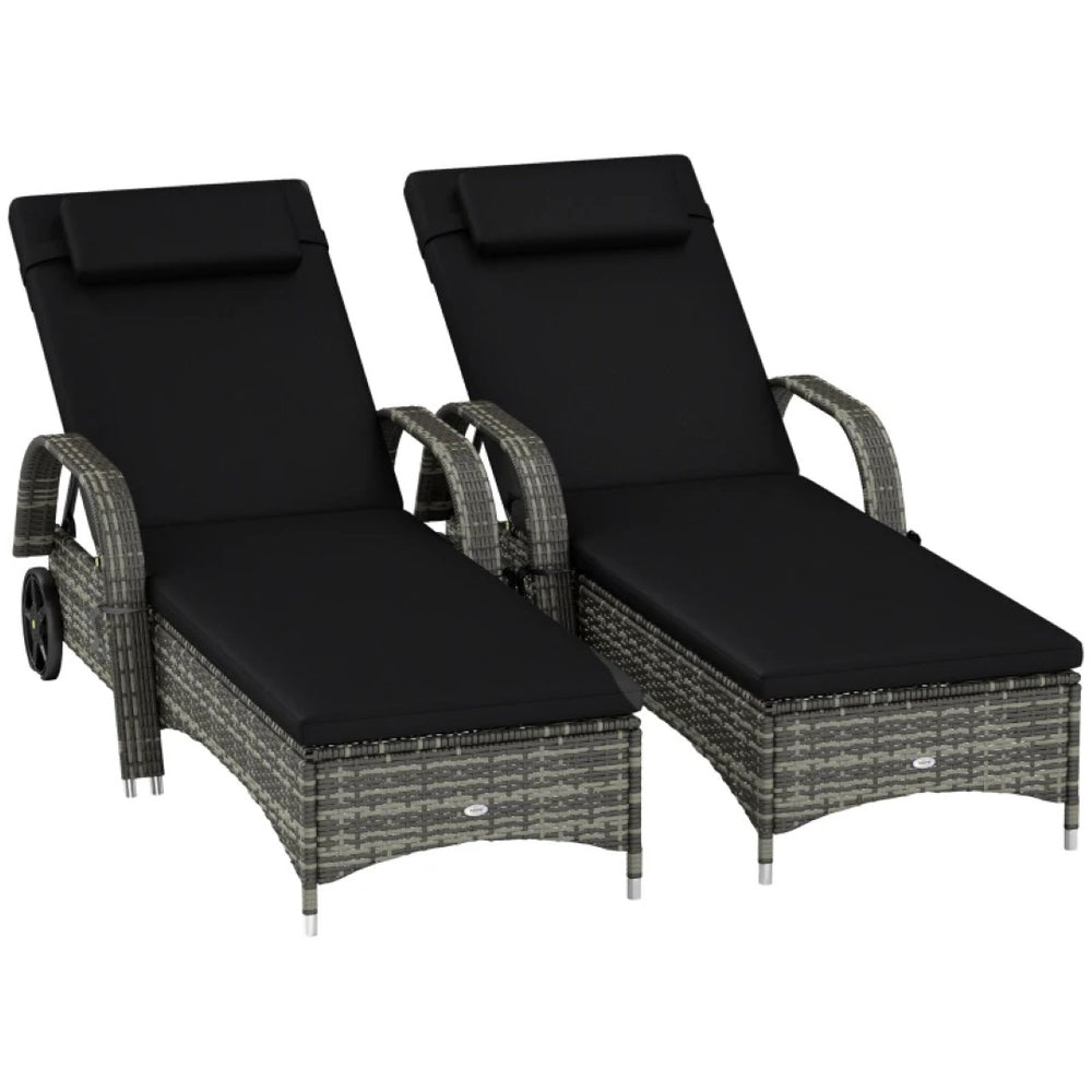 English Elm Adjustable Pe Rattan Outdoor Chaise Lounge with Wheels Cushion and Resort Style T3971P418922