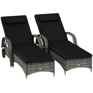 English Elm Adjustable Pe Rattan Outdoor Chaise Lounge with Wheels Cushion and Resort Style T3971P418922