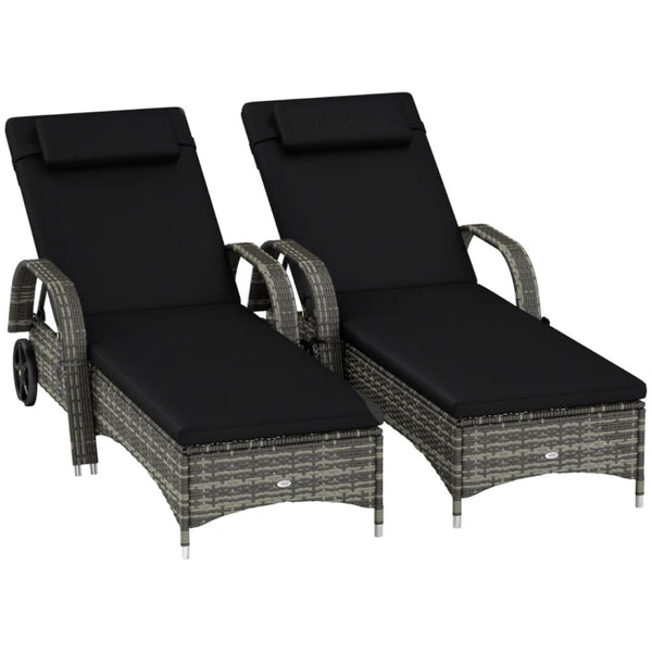 English Elm Adjustable Pe Rattan Outdoor Chaise Lounge with Wheels Cushion and Resort Style T3971P418922