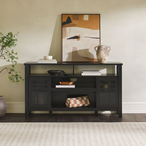 58" 2-Door Transitional Sideboard Black HTTD5DBL2 Walker Edison