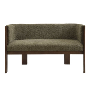 English Elm 48.5" Compact Track Arm Loveseat Rubberwood Frame Polyester Upholstery Studio Sofa Green,Walnut N771P384798L