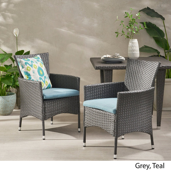 English Elm Christopher Knight Home® - Malta Dining Chair Set Of 2 - Modern Grey Wicker Design For Ergonomic Comfort In Any Space 56447.00AGT