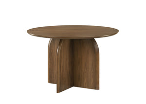English Elm Delmon Walnut Veneer Round Dining Table Seats Four Mid-century Modern Wood Grain B2726S00580
