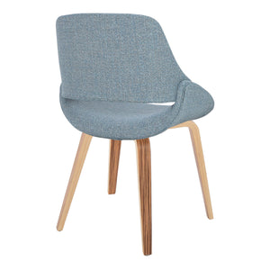 English Elm Fabrico Mid-Century Modern Accent Chairs Set Of 2 In Zebra Wood & Soft Blue Fabric For Stylish Comfort B202S01224