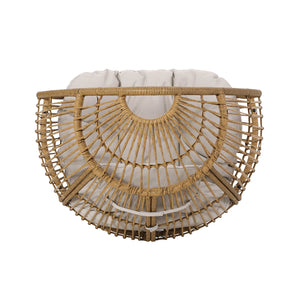 English Elm Christopher Knight Home® - SERINA Teardrop Wicker Outdoor Chair with Water-Resistant Beige Cushion, Light Brown Faux Rattan, Sturdy Iron Frame 69367.00LBRN