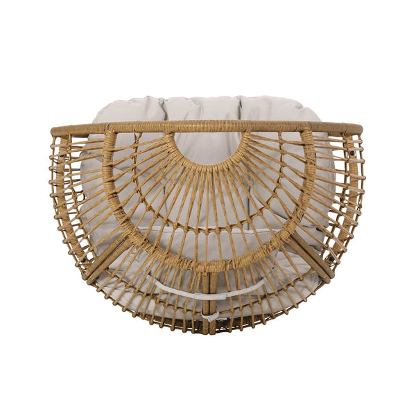 English Elm Christopher Knight Home® - SERINA Teardrop Wicker Outdoor Chair with Water-Resistant Beige Cushion, Light Brown Faux Rattan, Sturdy Iron Frame 69367.00LBRN