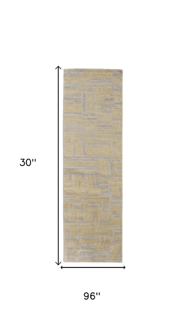 8 Foot Hand Knotted Wool Abstract Area Rug Stain Resistant Artisan Crafted